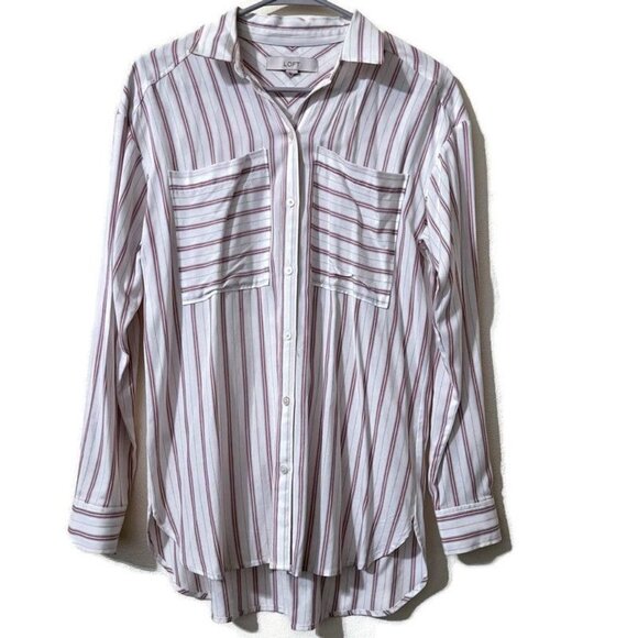 Loft striped womens button down blouse patriotic colors(SALE) - Picture 1 of 14